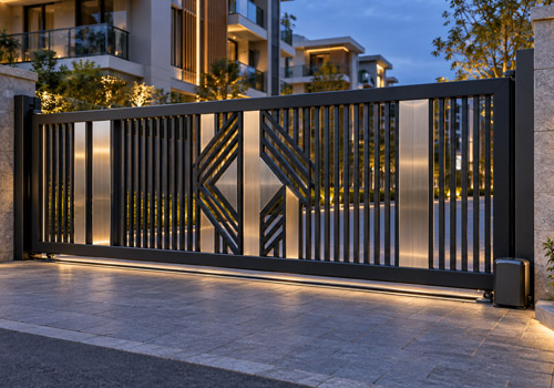 Stainless steel motorised gate for secure entrance