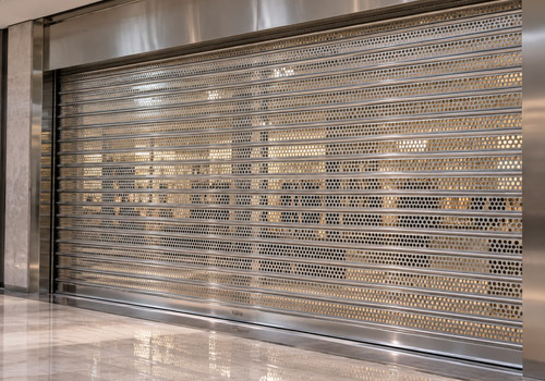 Durable stainless steel rolling shutter for commercial entrance